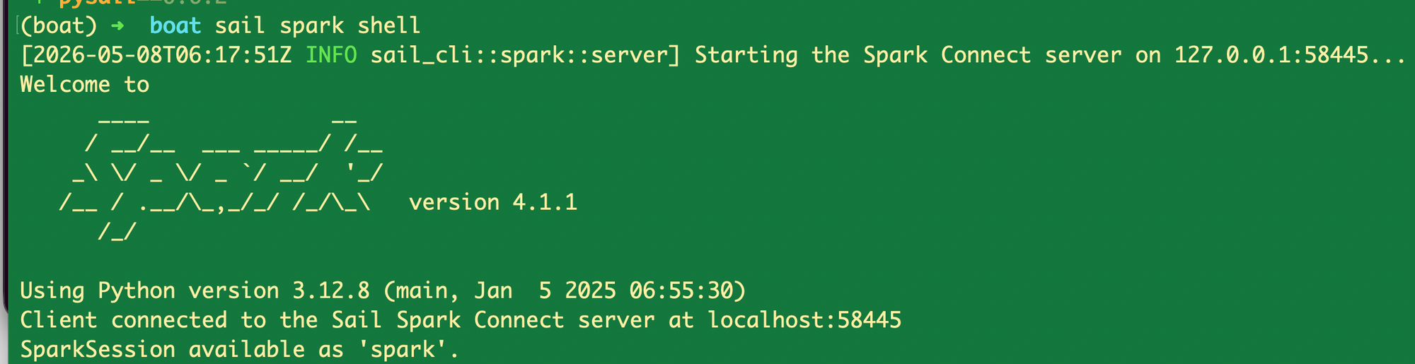 Spark shell running on Rust without a JVM.
